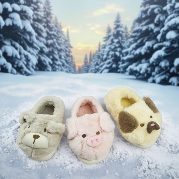 Cartoon Cute Animal Plush Slippers Warm Home Comfortable Footwear for Winter Children