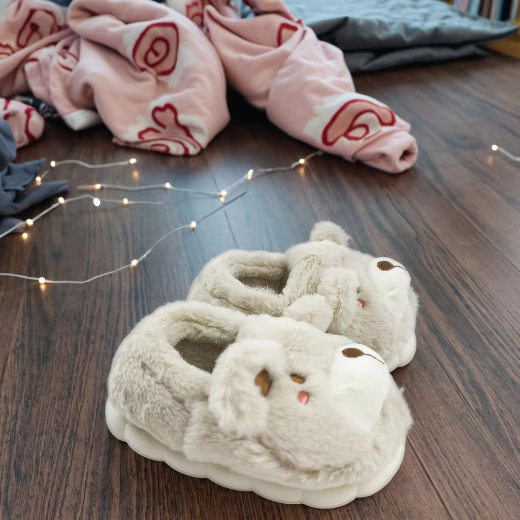 Cartoon Cute Animal Plush Slippers Warm Home Comfortable Footwear for Winter Children