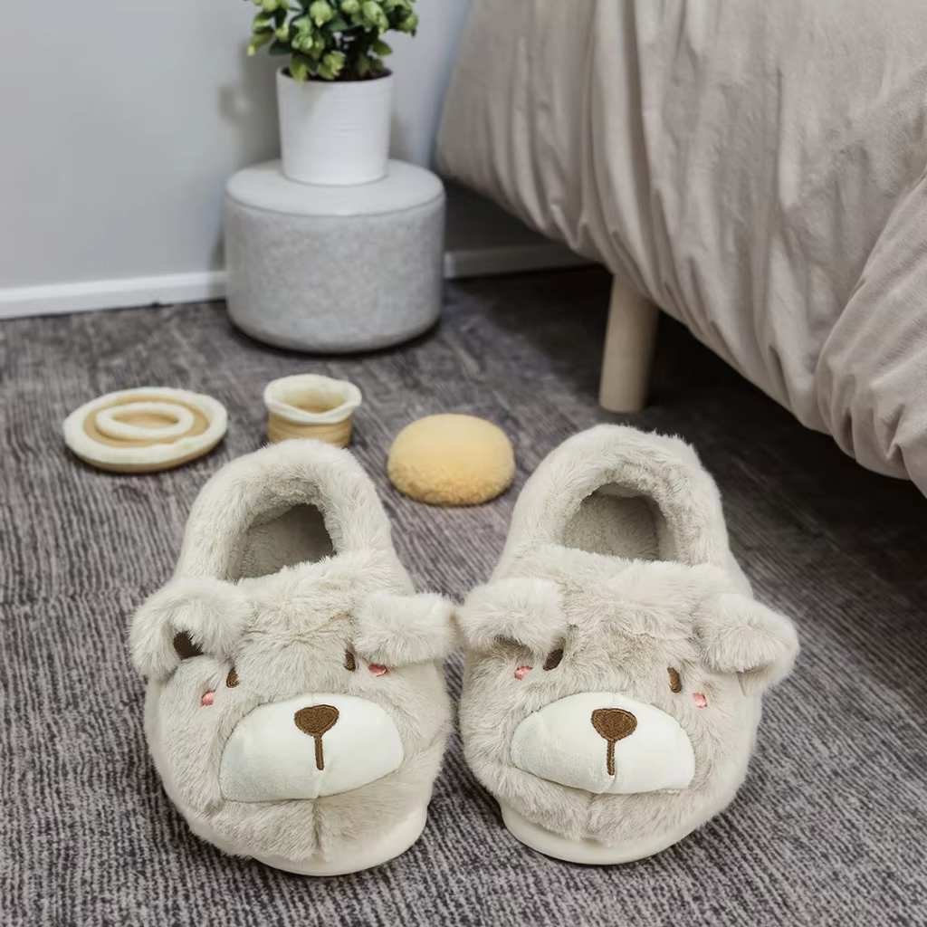 Cartoon Cute Animal Plush Slippers Warm Home Comfortable Footwear for Winter Children