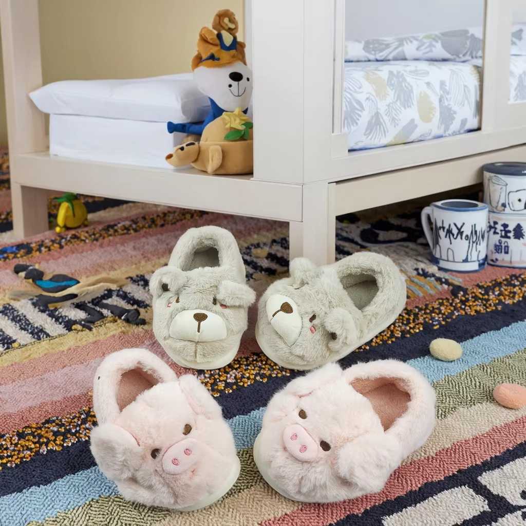 Cartoon Cute Animal Plush Slippers Warm Home Comfortable Footwear for Winter Children