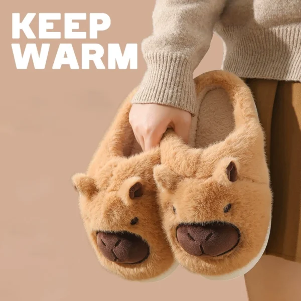 Cute Capybara Slippers for Women & Men, Winter Warm Fuzzy Plush House Shoes, Soft Memory Foam Indoor Slippers for Bedroom, Cozy Non-Slip Home Footwear