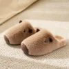 Animal Slippers for Women, Cute Adult House Slipper with Capybara, Fluffy Winter Cartoon Home Shoes