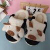 Soft plush winter warm home slippers with cute cartoon animal patterns. The style is popular and the design is adorable.