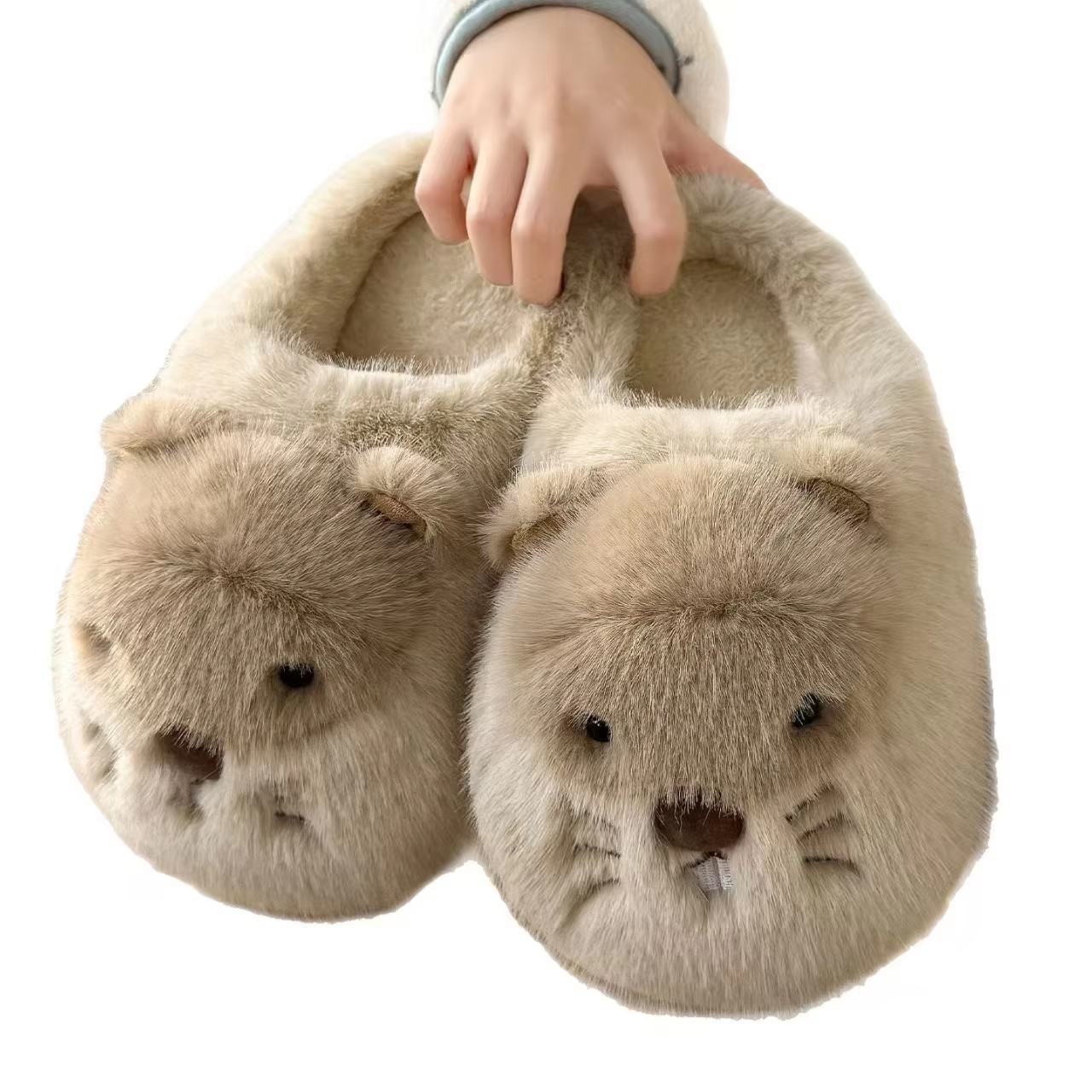 Soft Cute Groundhog 3D Winter Breathable Plush Home Couple Style Non-Slip Fur Upper
