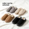 Leather-textured cotton slippers for home use, featuring anti-slip thick soles.