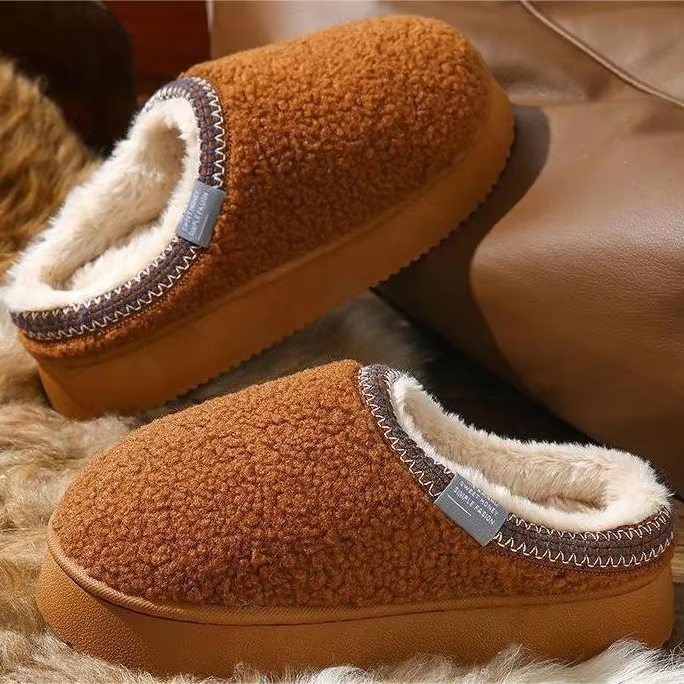 Cross-Border AMMI Fashionable Thick-Soled PVC Outsole Faux Shearling Grain Velvet Winter Snow Boots Indoor Outdoor Non-Slip