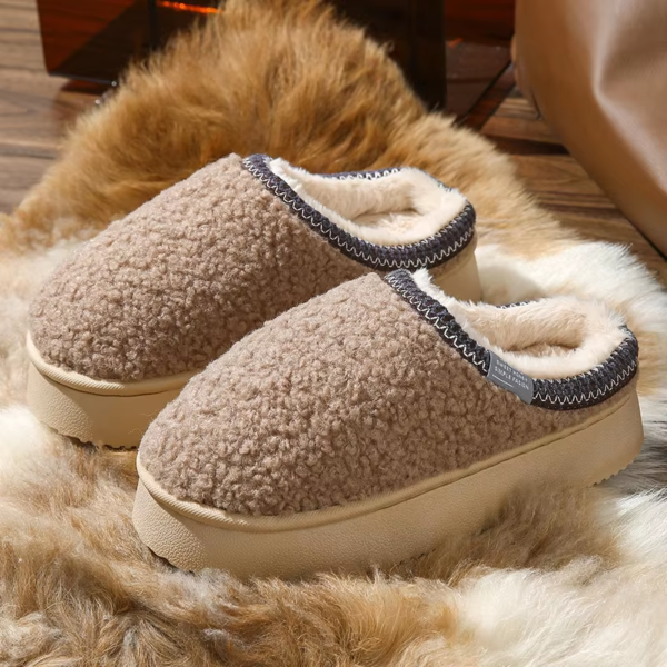 Cross-Border AMMI Fashionable Thick-Soled PVC Outsole Faux Shearling Grain Velvet Winter Snow Boots Indoor Outdoor Non-Slip