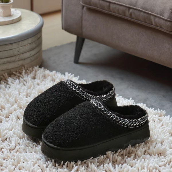 Cross-Border AMMI Fashionable Thick-Soled PVC Outsole Faux Shearling Grain Velvet Winter Snow Boots Indoor Outdoor Non-Slip