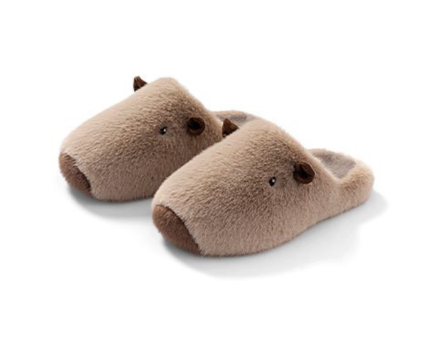 Animal Slippers for Women, Cute Adult House Slipper with Capybara, Fluffy Winter Cartoon Home Shoes