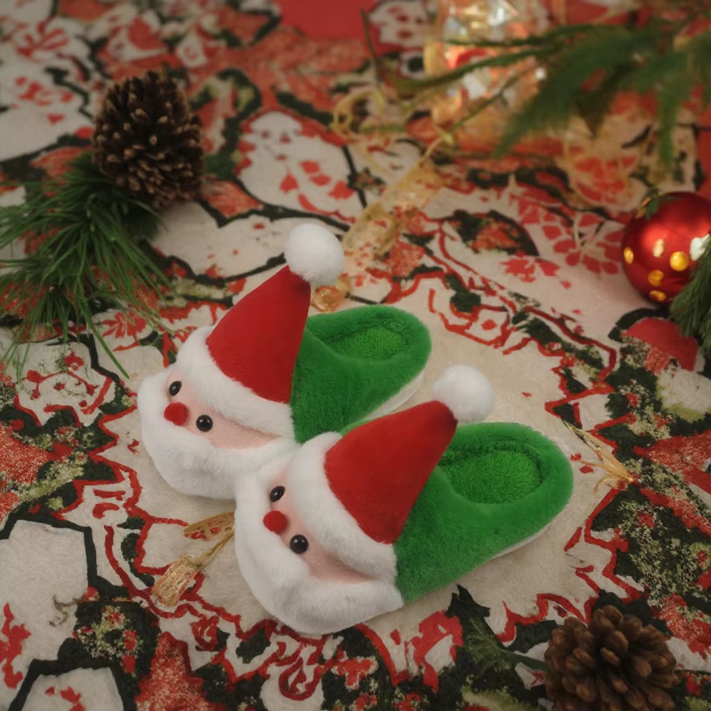 AMMI New Christmas Santa Claus Polyester Soft and Comfortable Unisex Winter Fashion Warm Indoor Slipper
