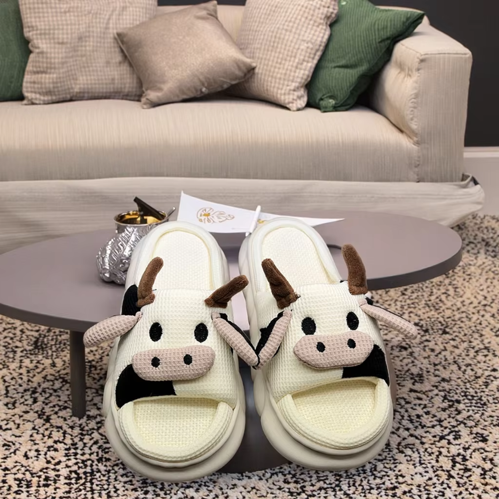2024 Women's Plush Indoor for Slippers with Open Toe Non-Slip Thick Bottom Furry Winter Household for Autumn New EVA Outsole