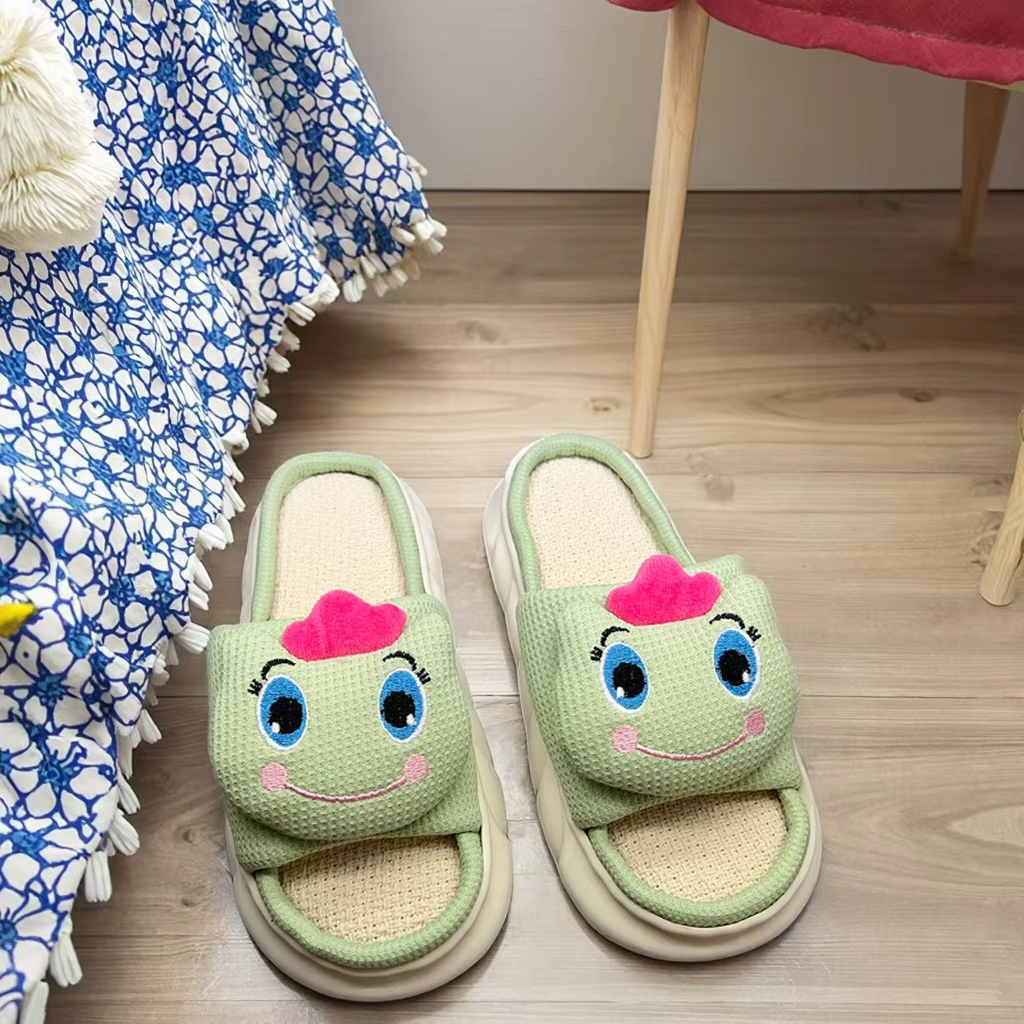 2024 Women's Plush Indoor for Slippers with Open Toe Non-Slip Thick Bottom Furry Winter Household for Autumn New EVA Outsole