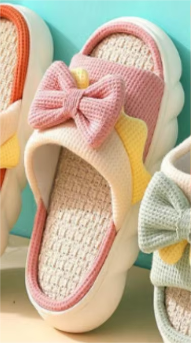 2025 Adorable Open Toe Indoor Women's Soft for Bowknot Upper Soft Cushioned Heel Foam Insole EVA Outsole SpringAutumn 3D