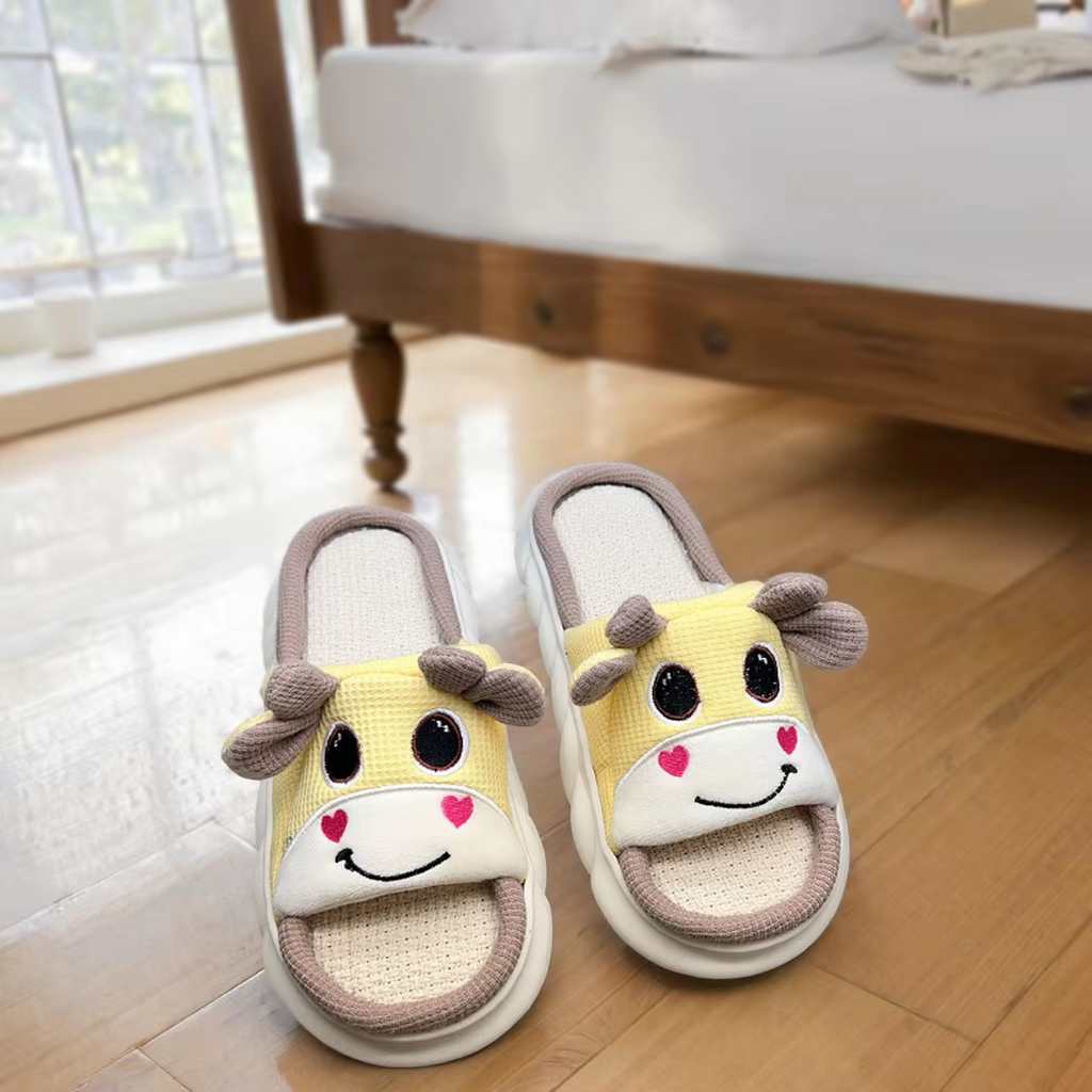 2024 Women's Plush Indoor for Slippers with Open Toe Non-Slip Thick Bottom Furry Winter Household for Autumn New EVA Outsole