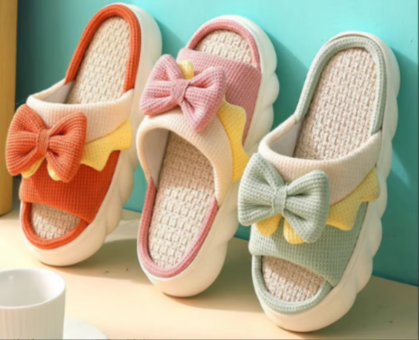 2025 Adorable Open Toe Indoor Women's Soft for Bowknot Upper Soft Cushioned Heel Foam Insole EVA Outsole SpringAutumn 3D