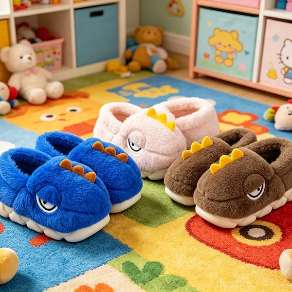 Crocodile Head Children's Fur-Padded Cotton Shoes
