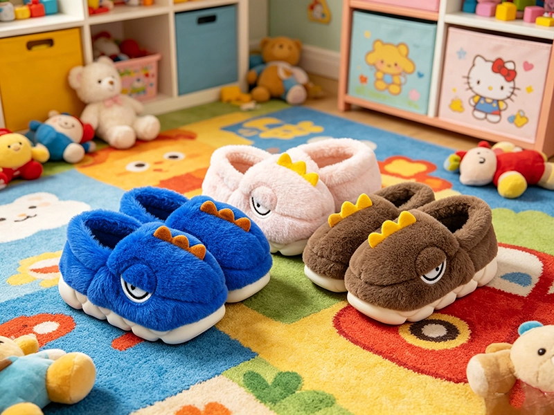 Crocodile Head Children's Fur-Padded Cotton Shoes