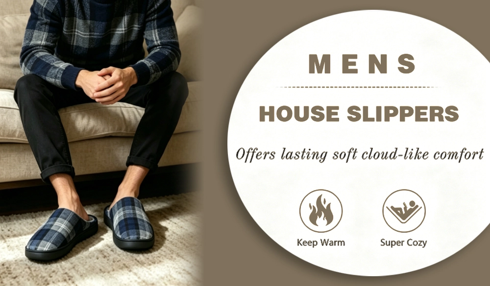 Comfort Mens  House Slippers Slip On Cozy Scuff Shoes