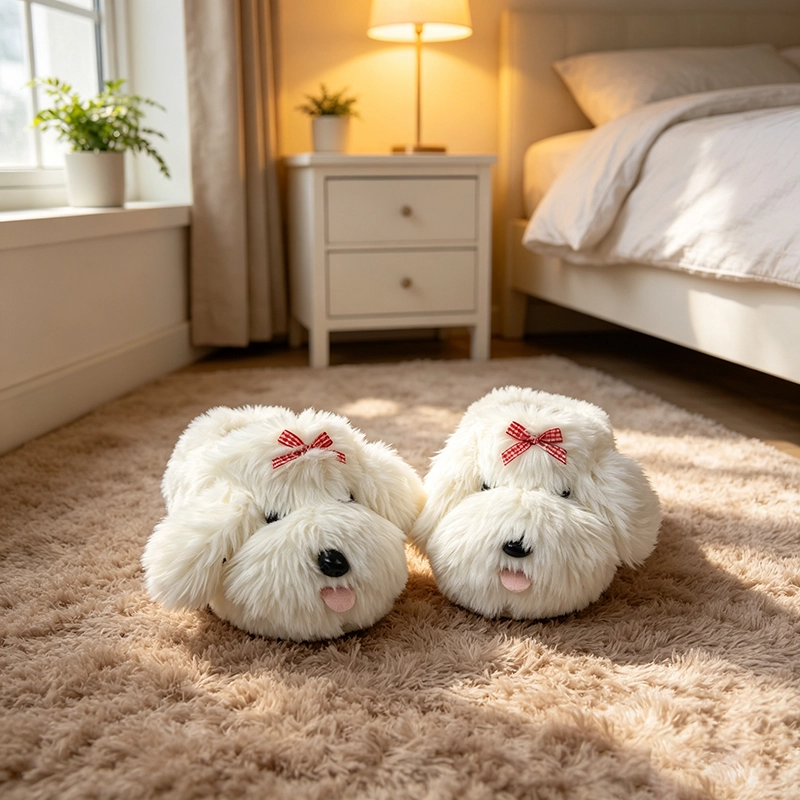 Cute little puppy slippers, keeping you warm during winter