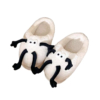 Cute Quirky Coal Ball Couple Autumn Indoor Warm Thick Sole Non-Slip Fur Upper EVA Midsole PVC Outsole Toe Plush Black White
