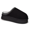 Women's Thick Sole Fuzzy Slippers, Comfort Platform Indoor Slippers with Non-slip Sole