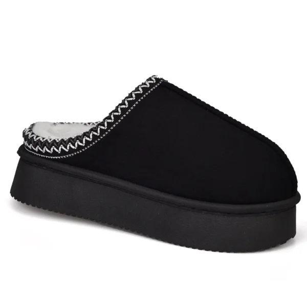 Women's Thick Sole Fuzzy Slippers, Comfort Platform Indoor Slippers with Non-slip Sole
