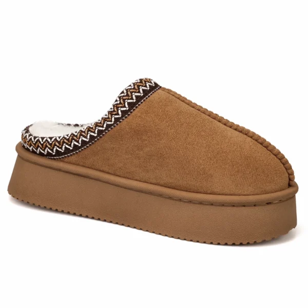 Women's Thick Sole Fuzzy Slippers, Comfort Platform Indoor Slippers with Non-slip Sole