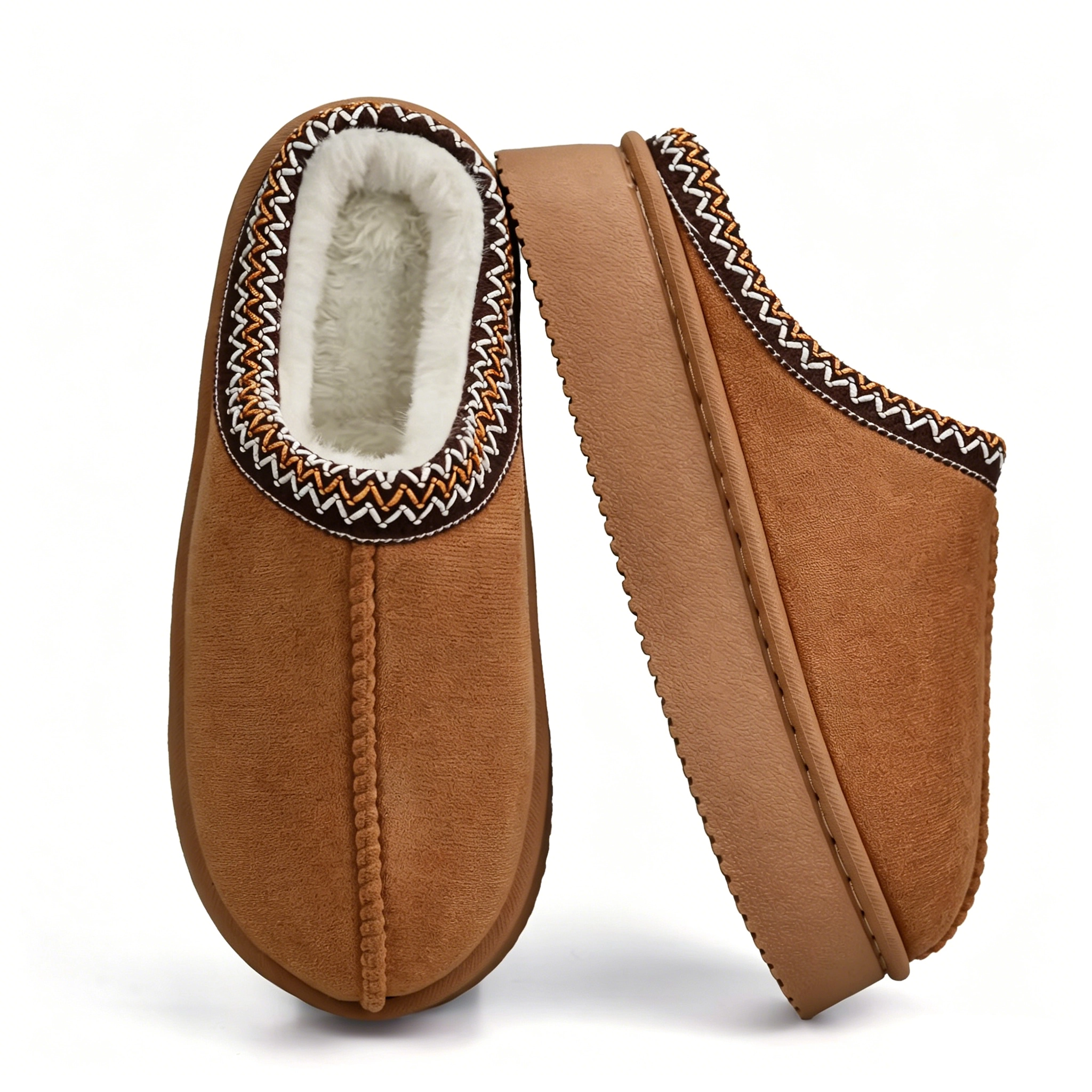 Women's Thick Sole Fuzzy Slippers, Comfort Platform Indoor Slippers with Non-slip Sole