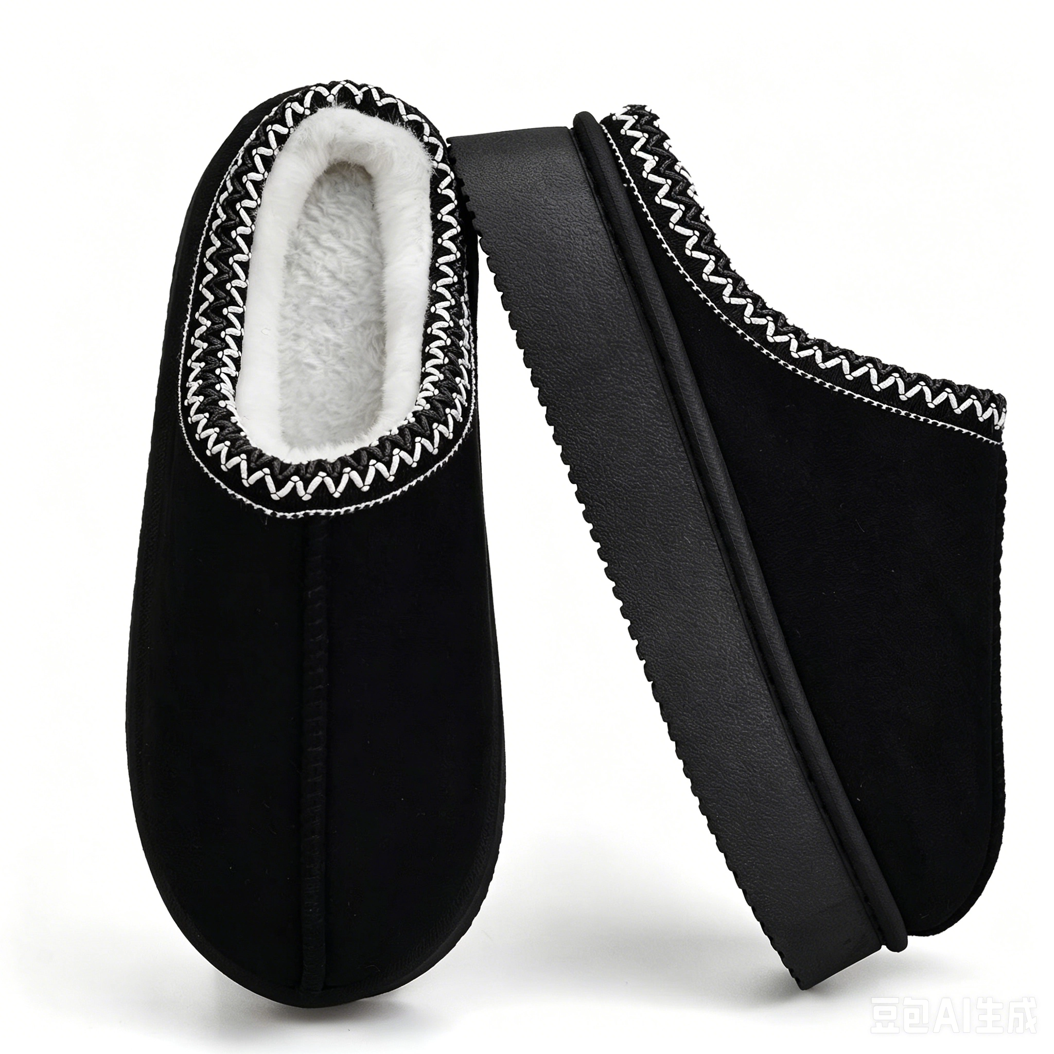 Women's Thick Sole Fuzzy Slippers, Comfort Platform Indoor Slippers with Non-slip Sole