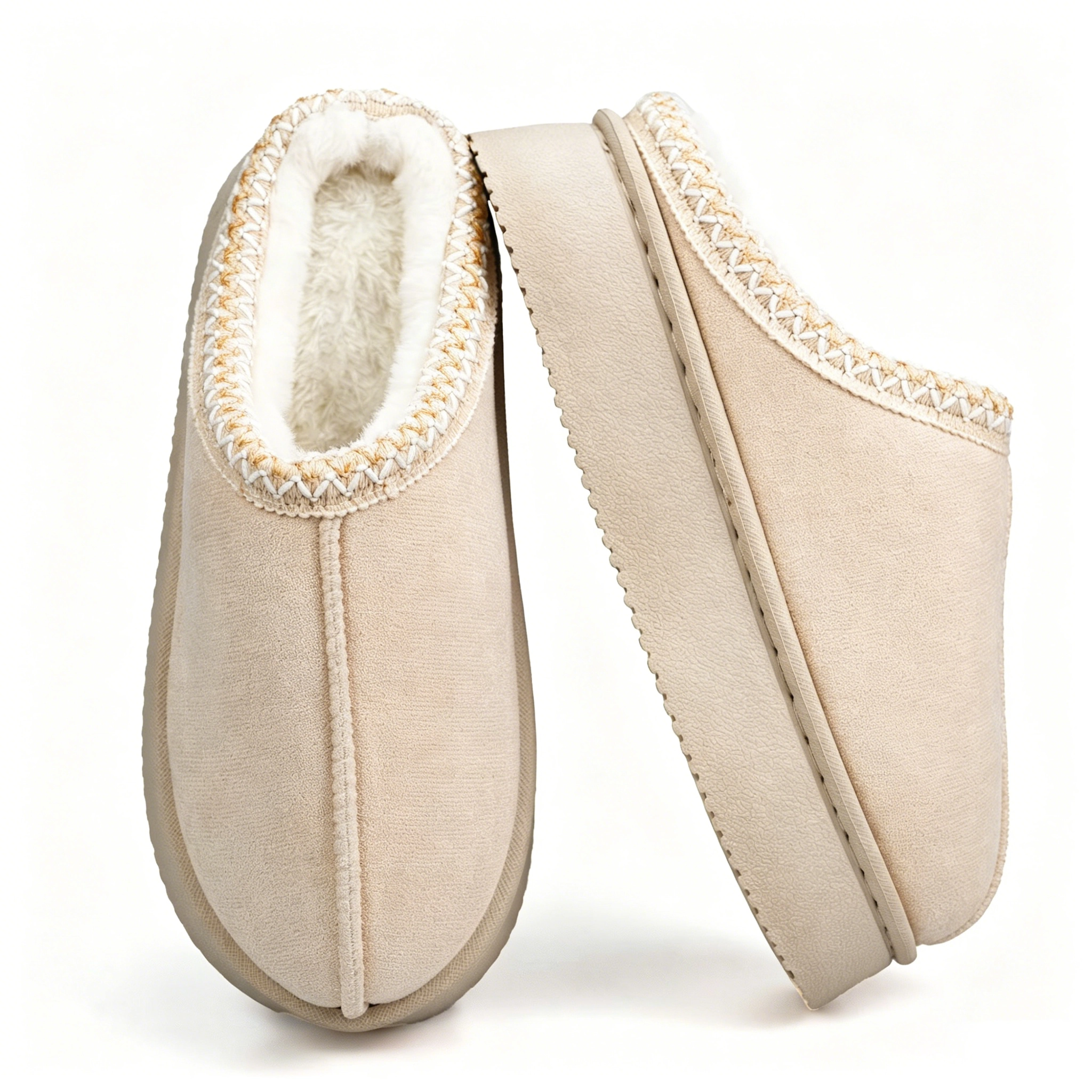 Women's Thick Sole Fuzzy Slippers, Comfort Platform Indoor Slippers with Non-slip Sole