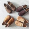 Thick-soled and lined Birkenstock shoes