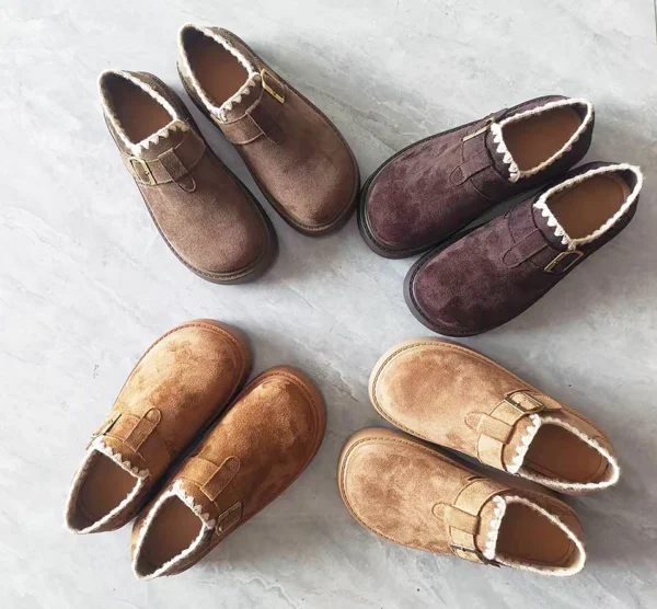 Thick-soled and lined Birkenstock shoes