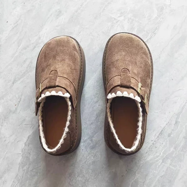 Thick-soled and lined Birkenstock shoes