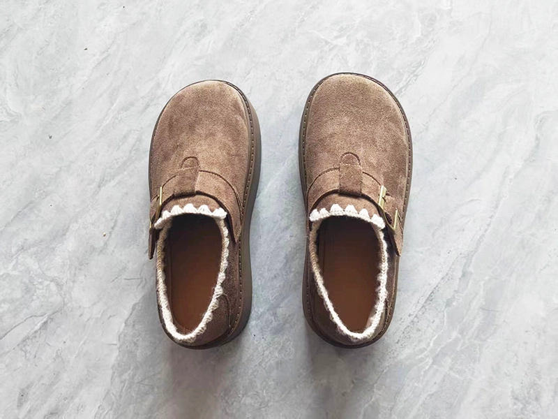 Thick-soled and lined Birkenstock shoes