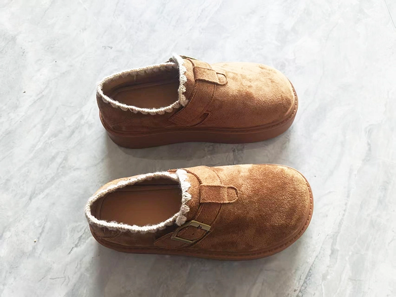 Thick-soled and lined Birkenstock shoes