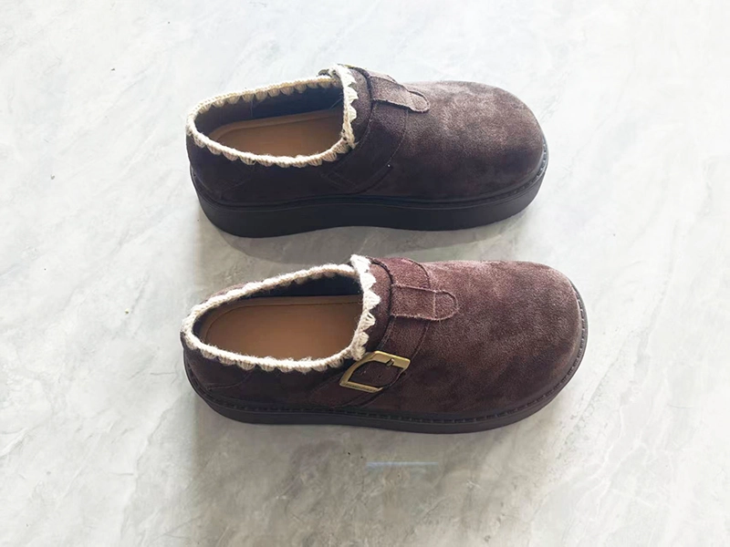 Thick-soled and lined Birkenstock shoes