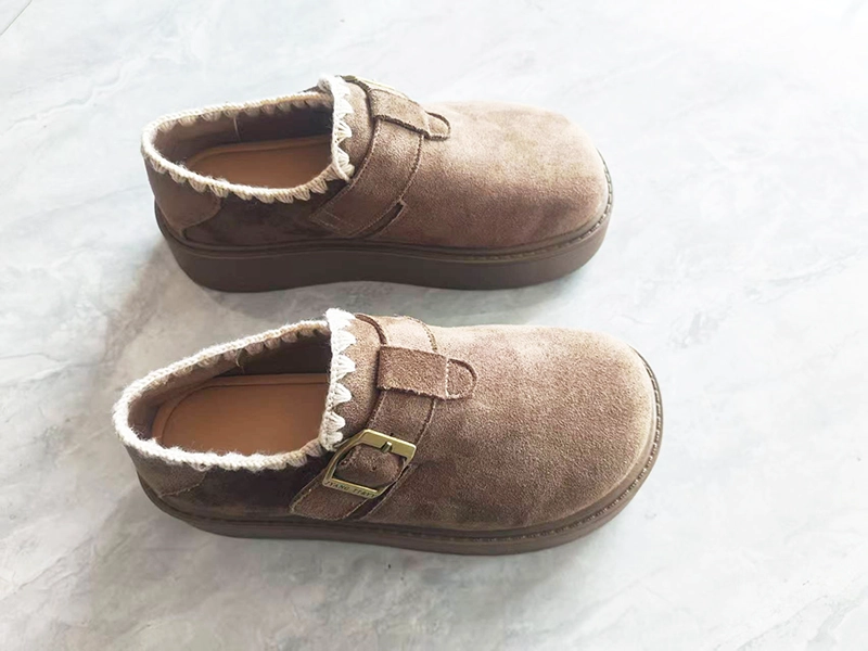 Thick-soled and lined Birkenstock shoes