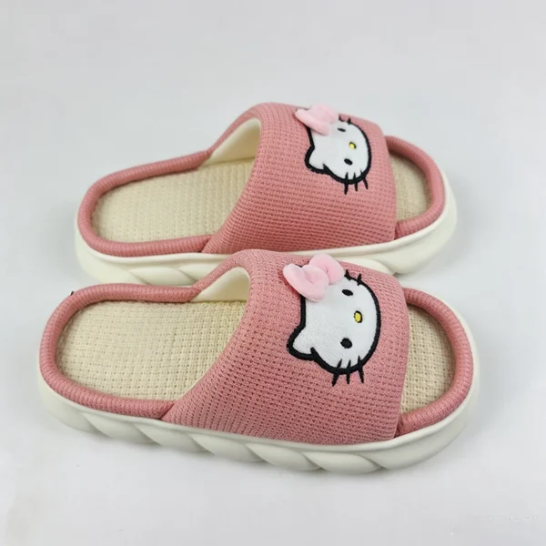 Soft and cute thick-soled linen slippers