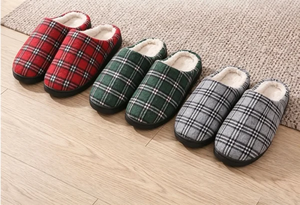 Checkered cotton slippers
