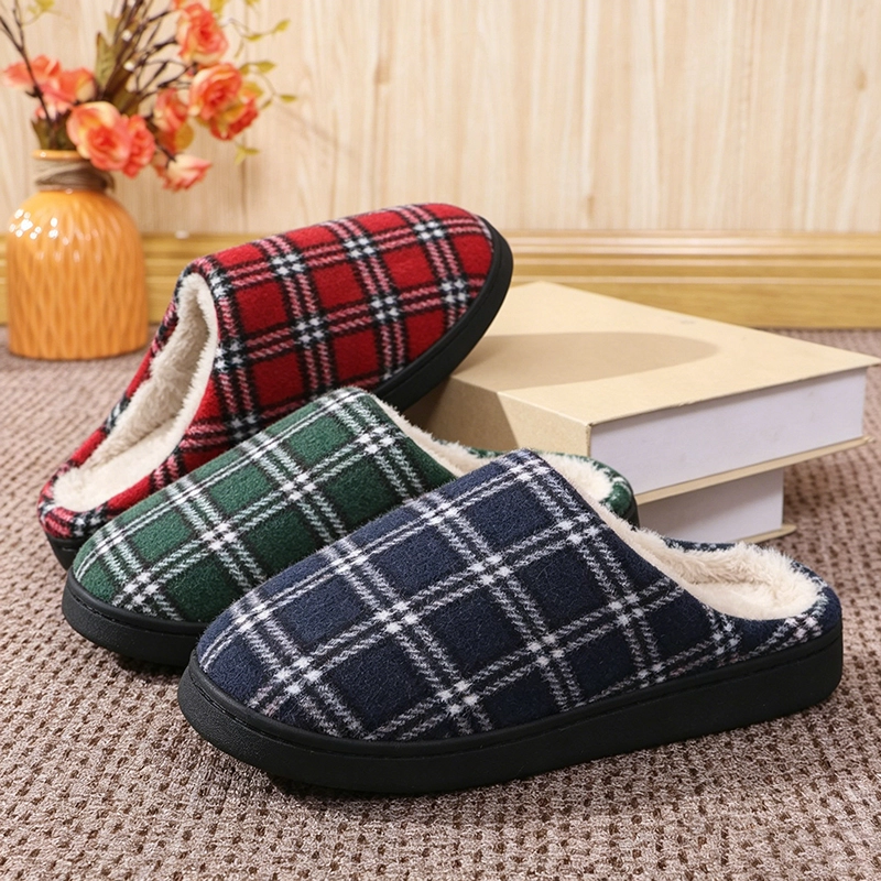 Checkered cotton slippers
