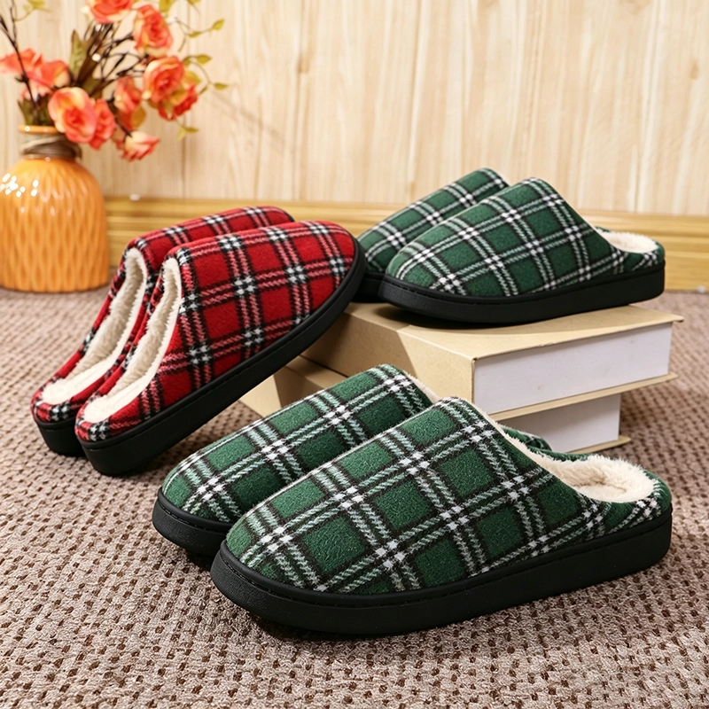 Checkered cotton slippers