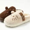Autumn and Winter Cartoon Cat Plush Slippers with Fleece Lining